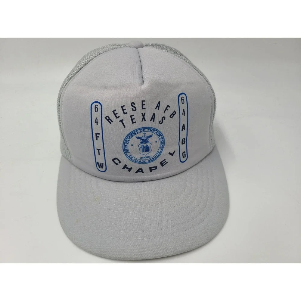 Vintage Reese Air Force Base Texas Chapel Mesh Snapback (Fits Small) Hat Cap AFB